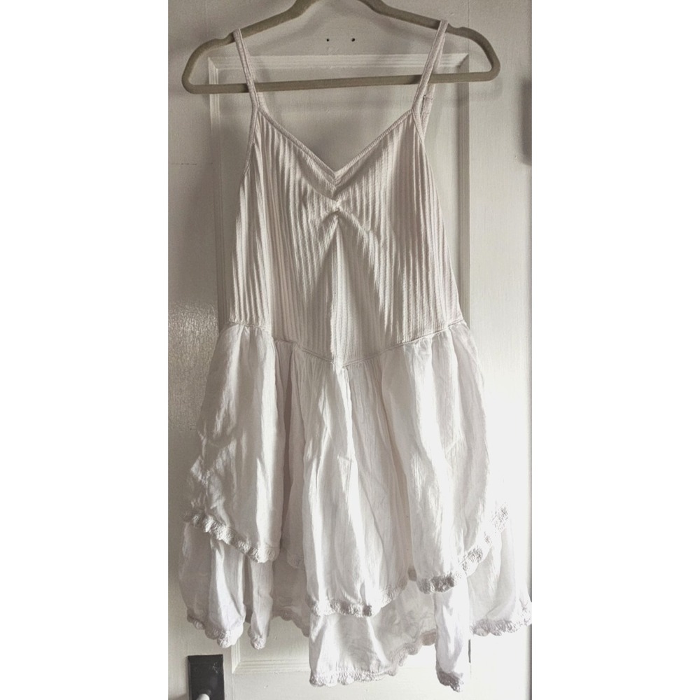 Aerie At the Barre mini dress white tiered ruffle woman Sz XXL cotton